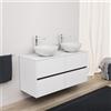 Inda Mobile bagno 120 cm Bianco opaco con 4 cassetti e doppio lavabo in appoggio - Diamante