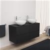 Inda Mobile bagno 120 cm Nero opaco con 4 cassetti e doppio lavabo in appoggio - Diamante