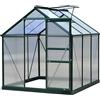 Outsunny Serra da Giardino in Policarbonato e Alluminio con Porta Scorrevole e Pannelli Anti-UV, 190x192x201cm, Verde