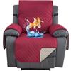 CHELZEN Copridivano reclinabile impermeabile Super Anti-Slip Sedia Slipcover Lavabile Mobilia Protector per Soggiorno Bambini Cani Animali domestici (Rosso, Relax)