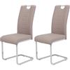 Hela Tische, Ruby - Set di 2 sedie cantilever, sedie da cucina, similpelle color cappuccino, foro di impugnatura, struttura in metallo e impugnatura cromate, portata: 140 kg