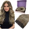 Fshine Capelli Filo Invisibile 30CM 70g Capelli Lisci Extension Balayage Dal Castano al Biondo Platino Hair Extension Wire Secret Human Hair Invisibile Extension Veri
