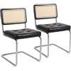ZX-1725 Set 2 sedie moderne da pranzo e camera da letto con design rattan, sedie in rattan e pelle pu per soggiorno, caricao 136kg, nero | Aosom Italy