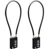 RESET-204 (2 Pack) Lucchetto a Combinazione a 4 Cifre con Cavo 30 cm | Ideale per Armadietti, Valigie, Zaini | Lucchetto con Cavo, Catena | Ø 5 mm | Antifurto | Combinazione, Armadietto, Bicicletta