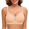 TOMEEK Donna Reggiseno Senza Ferretto Senza Cuciture Reggiseno Donna Comodo Push Up Scollo a V Pizzo Reggiseno Imbottito Bralette Cinghie Regolabili Invisibile(Colore della Pelle,M)