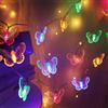 RECUTMS Filo di luci a forma di farfalla, 3 m, 20 LED, funzionamento a batteria, luci decorative per interni ed esterni, casa, giardino, estate, festa di compleanno, matrimonio, San Valentino (colorate)