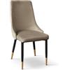 Set di 4 sedie IRVINE in tessuto effetto velluto tortora e gambe in metallo antracite e oro