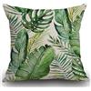 Smooffly Federa per cuscino verde con foglie di palma e felce tropicali, decorazione per la casa, per uomo/donna, soggiorno, camera da letto, divano, sedia, 45 x 45 cm