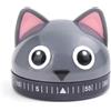 Kikkerland Kitchen Gatto Timer da Cucina Plastica, Grigio, 7 x 6 x 9 cm