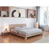 Vivere Zen Letto in legno massello artigianale - Hiroi con testata (Struttura Naturale - Misura int. 160x200 (est. 171x211))