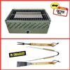 BBQ Barbecue rettangolare portatile senza fumo verde BBQ + OMAGGIO Set 3 Utensili