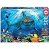 Educa - Puzzle da 500 pezzi per adulti e bambini | Squalo bianco. Misura: 48 x 34 cm. Include la colla del fix puzzle. Da 11 anni (18478)