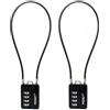 RESET-200 (2 Pack) Lucchetto a Combinazione a 4 Cifre con Cavo da 50 cm, Ideale per Armadietti, Bidoni della Spazzatura, Contenitori, Armadietti, Valigie, Armi, Biciclette, Caschi, Diametro 3 mm, Nero