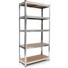 Relaxdays Scaffali in Metallo, Scaffalatura per Garage, HxLxP 180x90x40 cm, Carichi Pesanti 875 kg, Componibile, Argento, Acciaio