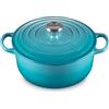 Le Creuset Cocotte rotonda Evolution in ghisa vetrificata con Coperchio, diameter 20 cm, Blu Caribe, 21177201702430