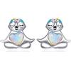 Presentski Orecchini a bottone con opale di bradipo Sorriso Argento sterling 925 Fiori colorati Simpatico animale seduto Smalto a forma di cuore Eleganti borchie delicate