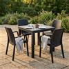 MIlani Home CALIGOLA - set tavolo in resina effetto rattan cm 80 x 80 x 74 h con 4 poltrone Alma