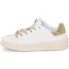 2STAR Sneaker Walk Star In Pelle Bianca Con Dettagli In Glitter Dorato