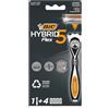 BIC Hybrid 5 Flex, rasoio ricaricabile da uomo, manico e ricariche, 5 lame in nanotech con rivestimento in titanio, confezione da 1+4