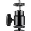 Walimex pro Testa a sfera di alta qualità, con adattatore per flash da 1/4, girevole a 360°, con adattatore hot shoe per fotocamere, luce LED, microfoni, portata 1,5 kg