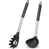 TEKONDA Set di 2 cucchiai in silicone, per spaghetti, resistenti al calore, per utensili da cucina, per cucinare, mescolare, servire spaghetti, zuppa, salsa