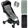 Interbaby Materassino per passeggino universale per estate | Safari verde | traspirante e confortevole | copertura per passeggino 100% cotone, 84 x 34 cm, protezioni per imbracatura