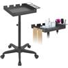 LEIBOU Vassoio da salone con ruote, vassoio in metallo per parrucchieri, carrello per parrucchieri, carrello da salone con supporto e separatore per capelli, versatile cremagliera per capelli
