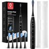Oclean spazzolino elettrico sonico Flow Gift Set, Ricarica ogni 180 giorni, 5 Modalità, Impermeabile IPX7, Timer da 2 minuti, 6 Testine DuPont™, Custodia da viaggio, Nero