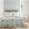 Fusion - Copripiumino per letto matrimoniale (200 x 200 cm) - Design reversibile (beige e azzurro) - Copripiumino con stampa di zampe - Copripiumino con stampa di cani - Shih Tzu, Toro francese e