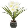 Flair Flower Orchidea artificiale al cymbidium, 40 cm, con foglie e radici d'aria, in vaso in ceramica, orchidea artificiale, orchidea phalaenopsis con vaso artificiale, decorazione per matrimoni, fiori di seta