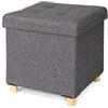tavora dibea Poggiapiedi sedia pieghevole sgabello cubo contenitore con i piedi lino 38x38x38 cm Grigio