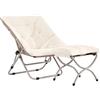 Welnow Comfy - Sedia da salsa con pouf, pieghevole, in finta pelle, con telaio in metallo, per camera da letto, camera da letto, colore: Beige