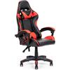 GARDENIA Sedia Gaming Rosso Nera Ergonomica - Design Sportivo, Schienale Alto Reclinabile, Seduta Confortevole in PVC, Girevole, Perfetta per Ufficio, Studio, Gamer e Streamer
