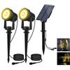 T-SUN Faretti Solari Esterno, 2-IN-1 Bianchi Caldi 3000K Lampade Solari da Giardino, 2 Livelli di Luminosità, Impermeabili IP65, Luci a Energia Solare per Piscina, Cortile, Vialetto, Patio, Alberi.