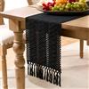 Velvhom Runner da Tavolo Nero Moderno Macrame Primavera Stile Country Runner Tavolo con Nappe a Mano Boho Stile Rustico Lavabile Runner per il Tavolo 30x140cm per Festivo Matrimonio