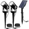 T-SUN Faretti Solari Esterno, 2-IN-1 Bianco Freddo 6000K Lampade Solari da Giardino, 2 Livelli di Luminosità, Impermeabili IP65, Luci a Energia Solare per Piscina, Cortile, Vialetto, Patio, Alberi.