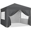 Yaheetech Gazebo da Giardino Tre Altezza Regolabile Tendone Pop-up Pieghevole con Telo Impermeabile con 4 pareti Laterali Tenda Chiuso Festa Esterno Campeggio 3 x 3 M Bianco Grigio Scuro