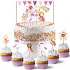 Papierdrachen Cake Topper Unicorno - Decorazione per Torta 18 Pezzi - Set per Compleanno Bambini - Set 2