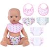 Aolso Bavaglini e Pannolini per Bambole, Set di 6 Accessori per Bambole Bavaglini e Pannolini in Tessuto per Bambole, Lavabile, Riutilizzabile, Idee Regalo per Bambini, Colorato