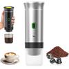 PZCC Macchina da caffè portatile da viaggio, a riscaldamento rapido, 3 in 1, caffettiera portatile 12 V, compatibile con capsule grandi, piccole e caffè macinato (argento)