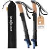 TREKOLOGY TREKZ Cork SE 2PCS Bastoncini Trekking Pieghevoli con Impugnatura in Sughero - Leggeri Retrattili per Nordic Walking, Zaino in Spalla, Campeggio, Hiking, Accessori
