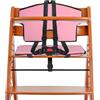 Your Day Mate Set di cuscini e imbracature per seggiolone universale, 6 pezzi, cuscino rosa, imbracatura a 5 punti nera, set completo di seggiolone in legno per bambini con cuscino di seduta, imbracatura sicurezza