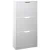 OWIJI Scarpiera Salvaspazio Slim Ingresso Bianca Legno 3 Ripiani Dimensioni Compatte 60 x 119 x 23,3 Ante Moderno MDF Compatta Doppia Profondità Salone Camera a Scomparsa Naturale