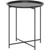 Outsunny Tavolino da Giardino Ø46 cm con Vassoio Rimovibile e Gambe Pieghevoli, Tavolo Rotondo da Esterno e Interno con Piedini Regolabili, Tavolino da Caffè e Portapiante, Nero
