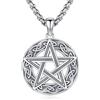 Eusense Collana con Pentagramma in Argento 925 Collana con Nodo Celtico Pentagramma Celtico Stella Pentacolo Cerchio Gioielli Pagani Regalo per Donne Uomini Regalo di Natale Compleanno