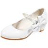 TDEOK Mary Jane Scarpe per bambini, sandali da donna, piatti, eleganti, da principessa, sandali da donna, in pelle, con perle, per la primavera, bianco, 36