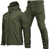 DUHENWU Tuta da combattimento militare impermeabile da uomo, set da 2 pezzi, giacca softshell pantaloni da caccia, giacca da lavoro e pantaloni, tuta sportiva per attività all'aria aperta, comoda, O