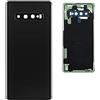 Senza Marchio (KIT) Copri Batteria + biadesivo + lente compatibile con SAMSUNG GALAXY S10 PLUS G975 S10+ G975F Ricambio Vetro Posteriore Back Cover Retro Scocca adesivo + lente con cornice CAMERA (Nero)