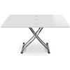 Menzzo Contemporain Carrera XL - Tavolo basso sollevabile in legno e acciaio Inox, 75/120 x 150/120 x 39/76,3 cm contemporaneo bianco