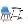 FurnitureR 2 pezzi - Set di mobili per bambini, piccola sedia da pranzo blu e tavolo pieghevole portatile, altezza e angolo da tavolo regolabile, versatile per la sala giochi a casa